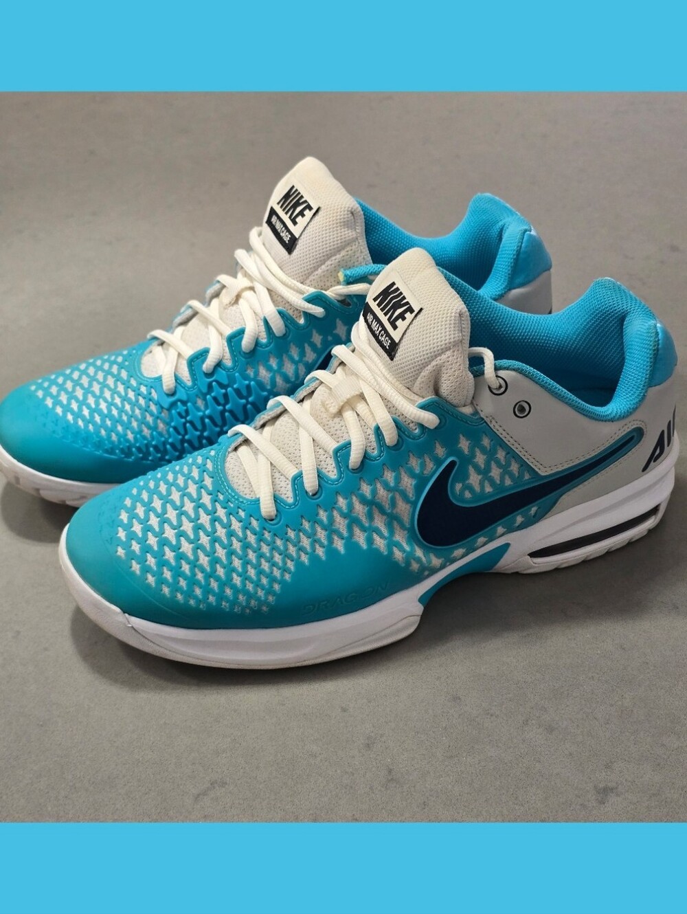 Nike Air Max Cage Dragon Teal White Men's 10 Tennis Shoes Rare